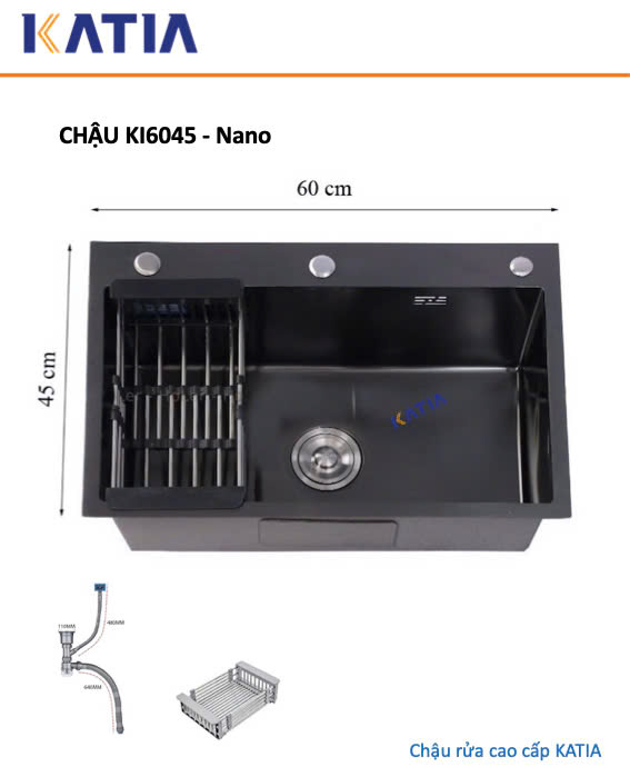 Chậu rửa bát cao cấp KI6045-Nano