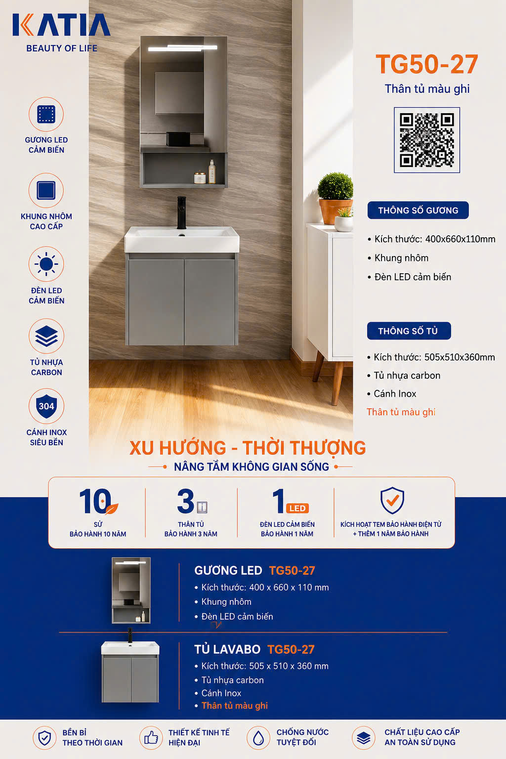 Bộ tủ chậu cao cấp TG50-27
