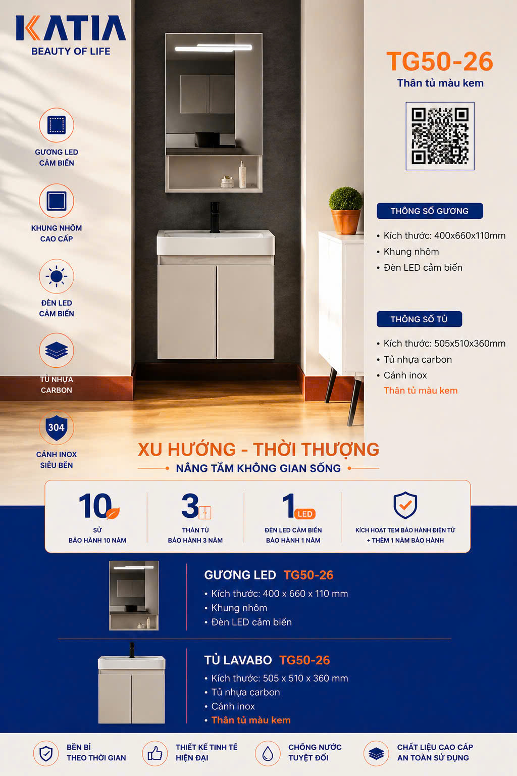 Bộ tủ chậu cao cấp TG50-26