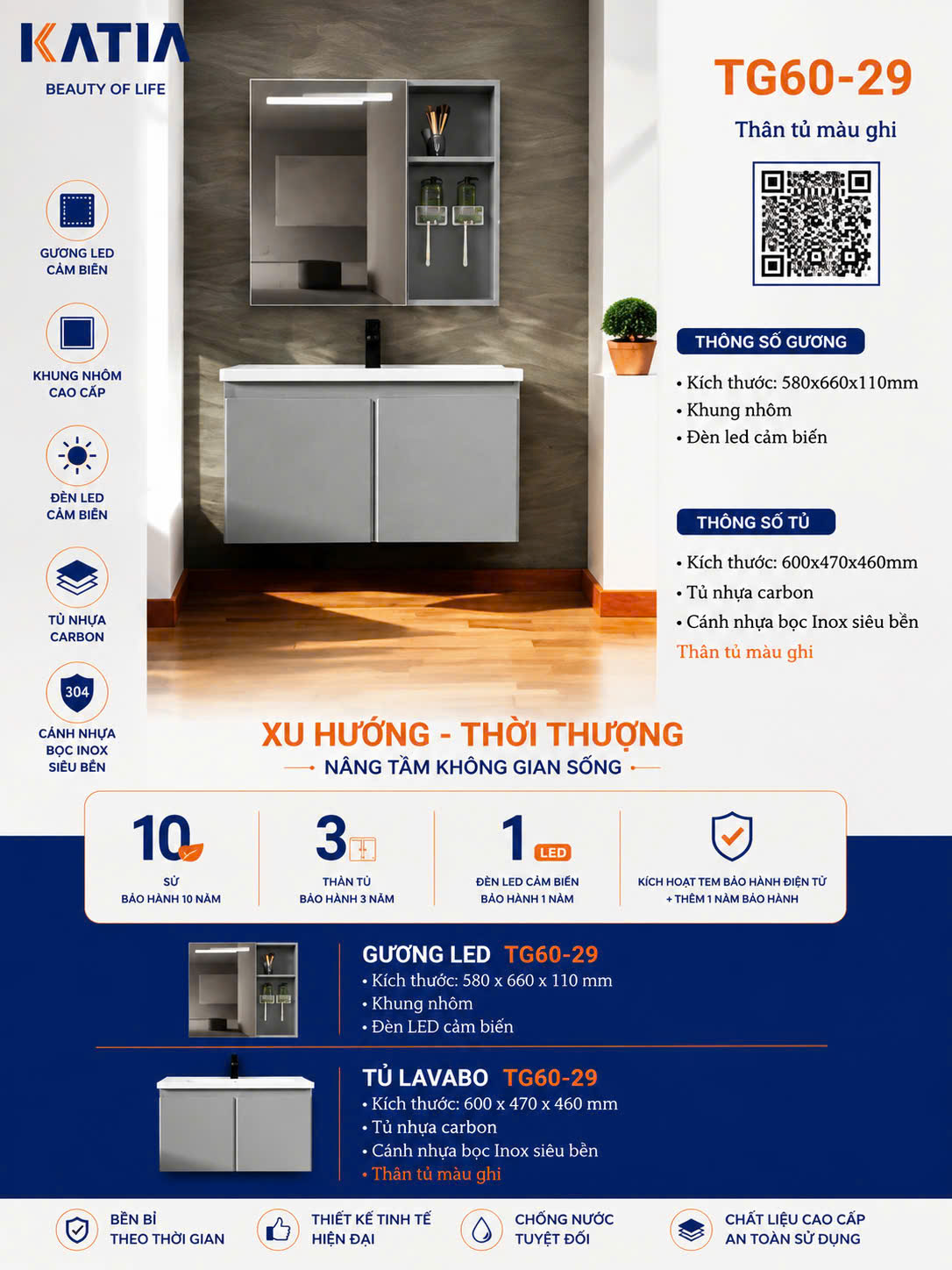 Bộ tủ chậu cao cấp TG60-29