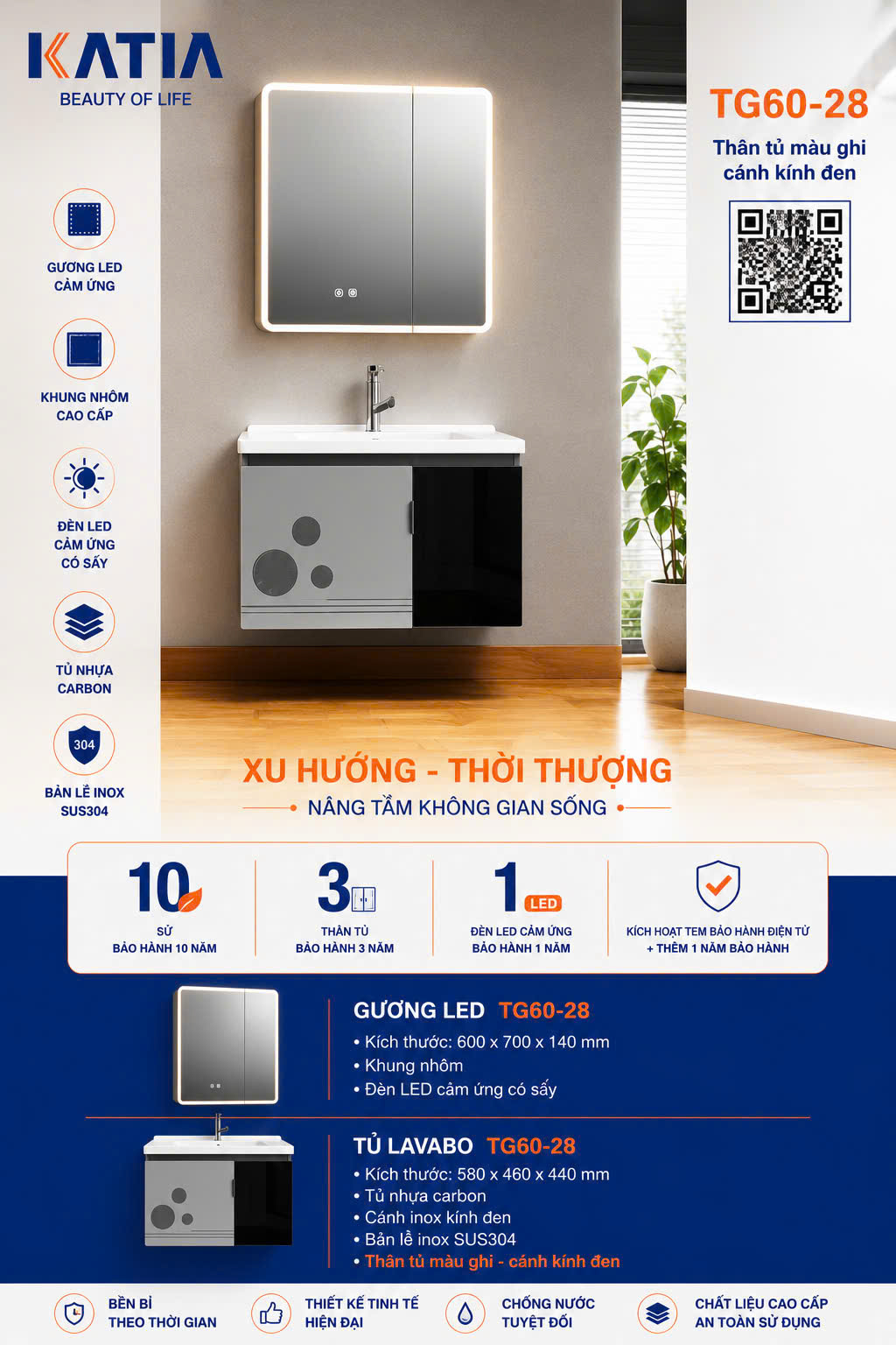 Bộ tủ chậu cao cấp TG60-28