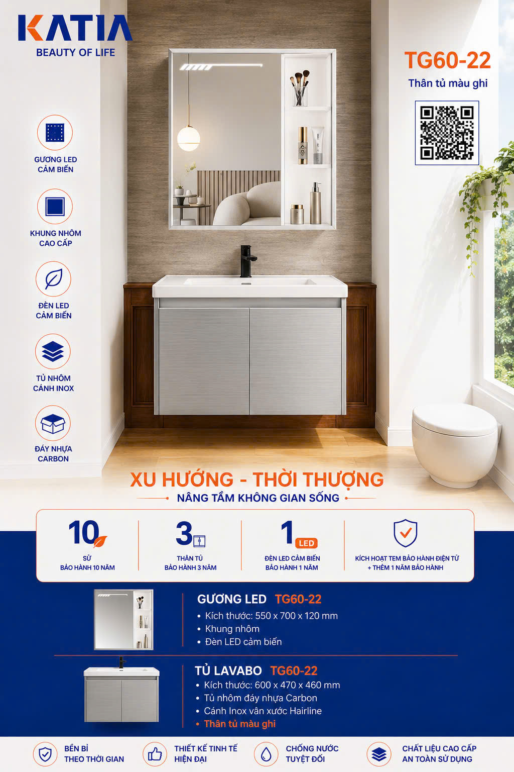 Bộ tủ chậu cao cấp TG60-22