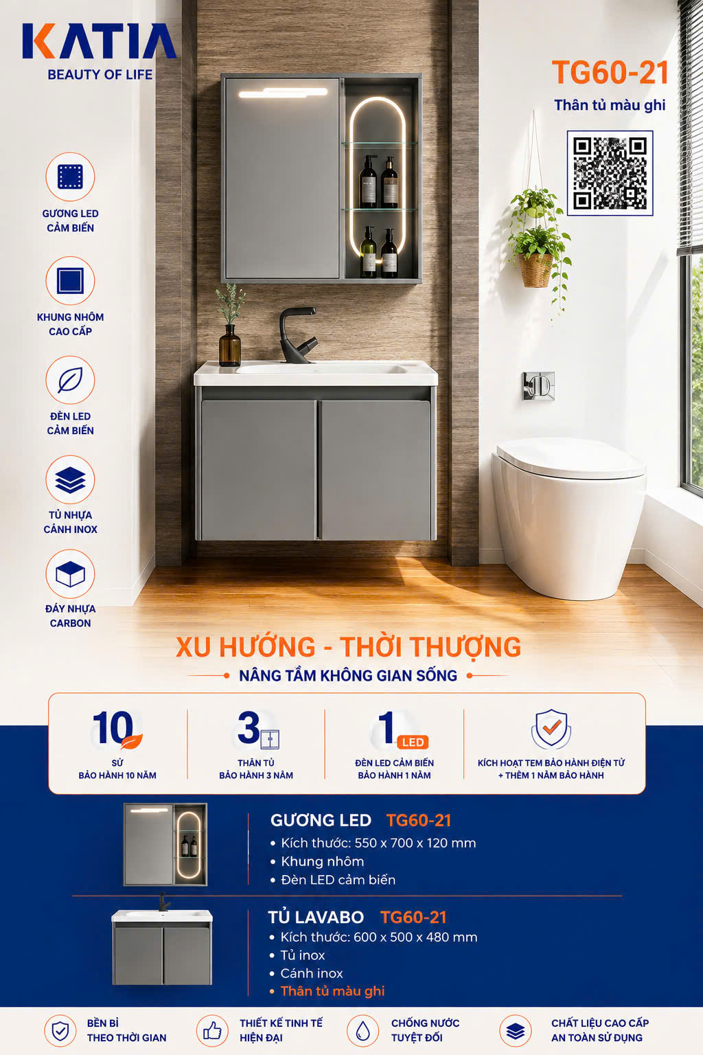 Bộ tủ chậu cao cấp TG60-21