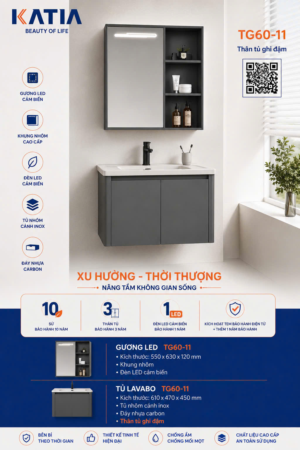 Bộ tủ chậu cao cấp TG60-11