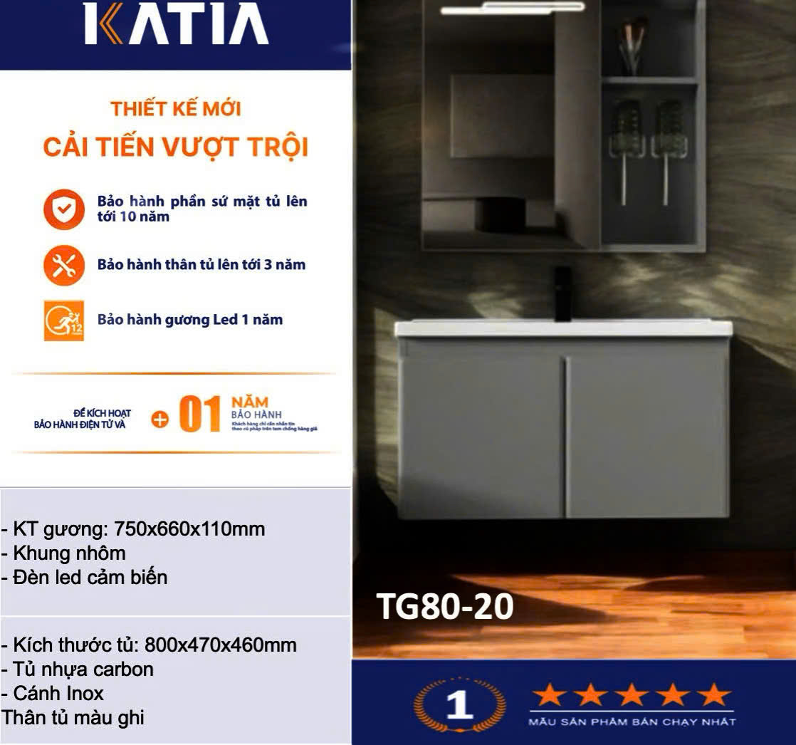 Bộ tủ chậu cao cấp TG80-20
