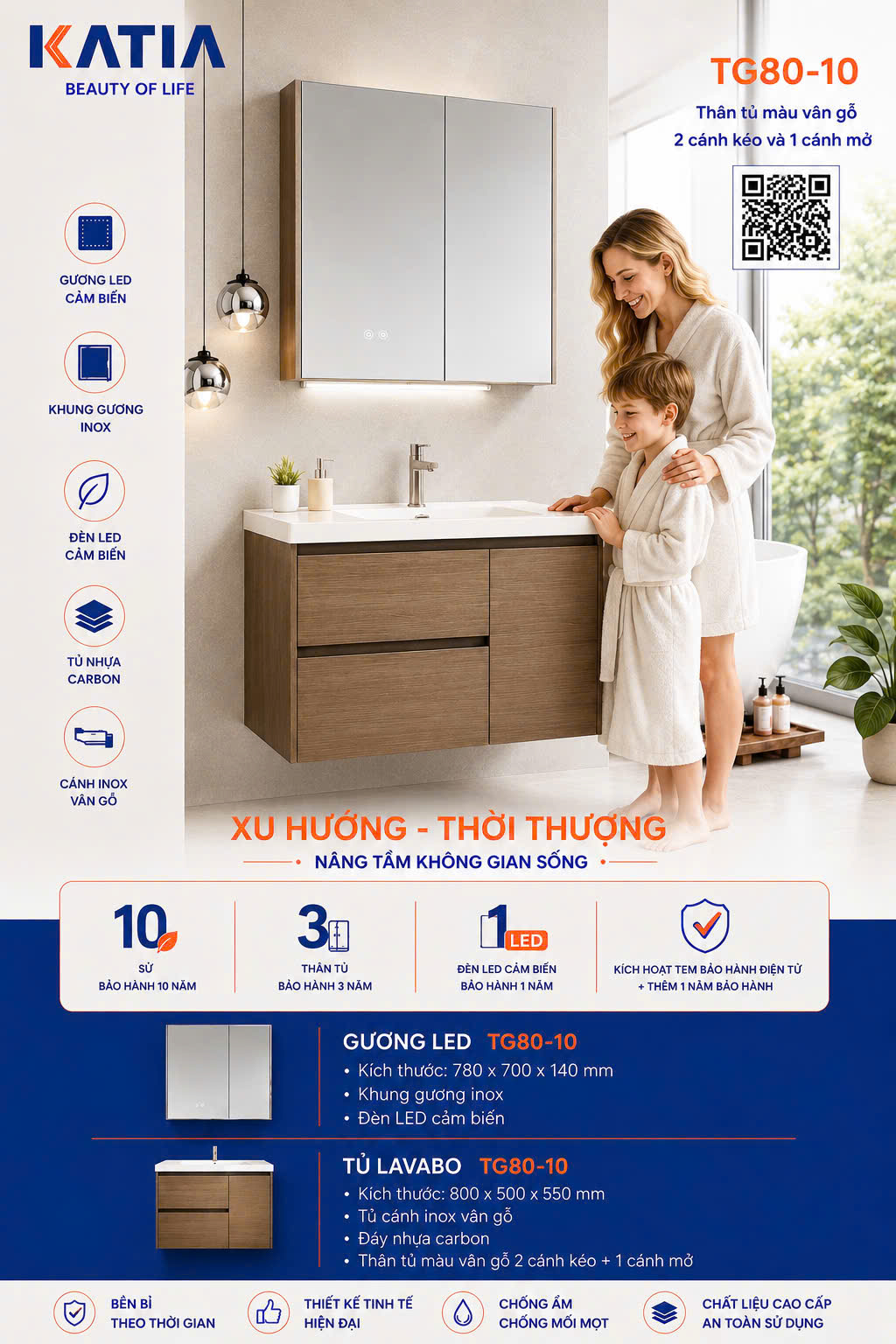 Bộ tủ chậu cao cấp TG80-10