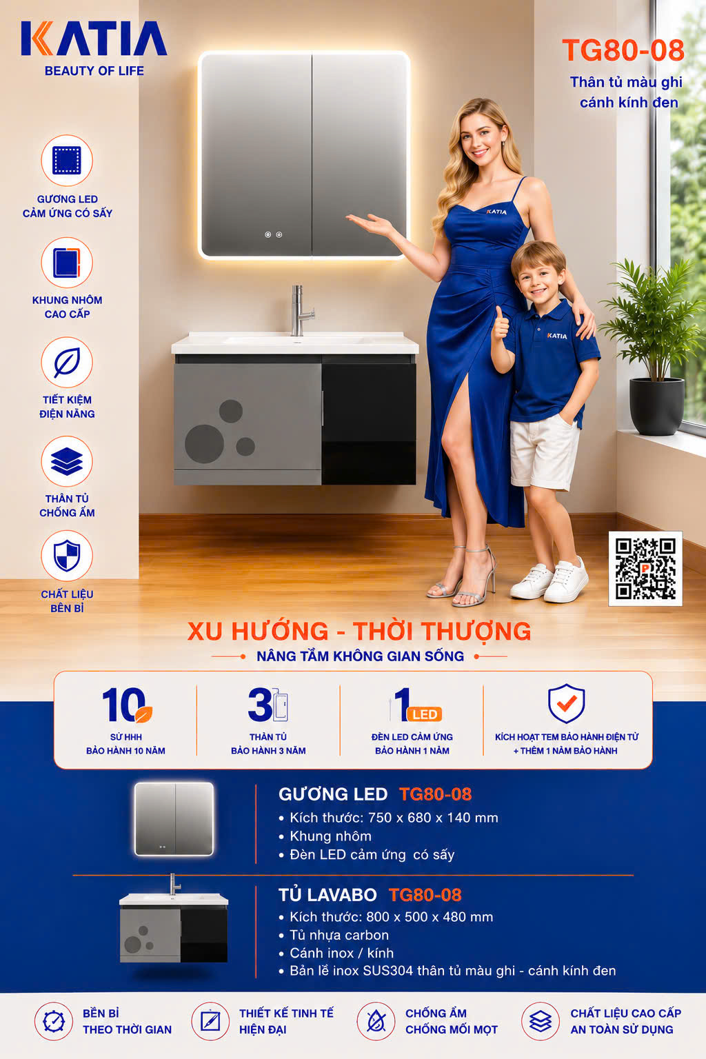 Bộ tủ chậu cao cấp TG80-08