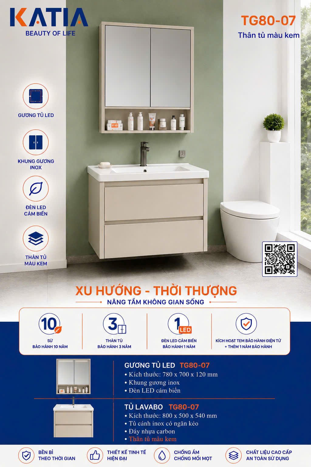 Bộ tủ chậu cao cấp TG80-07