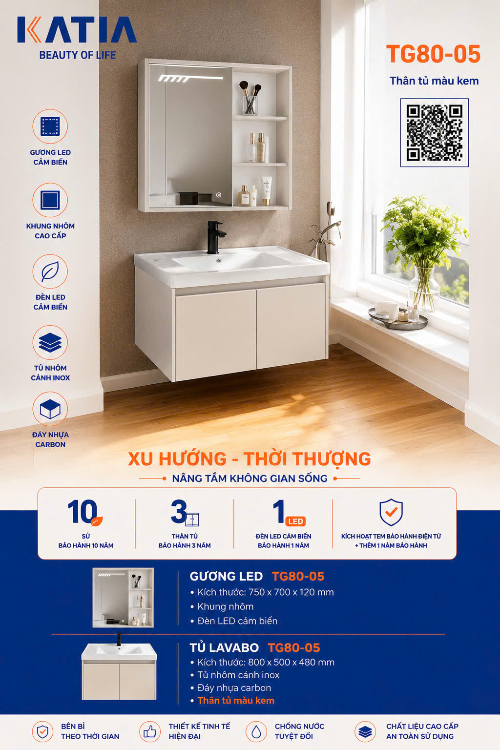 Bộ tủ chậu cao cấp TG80-05