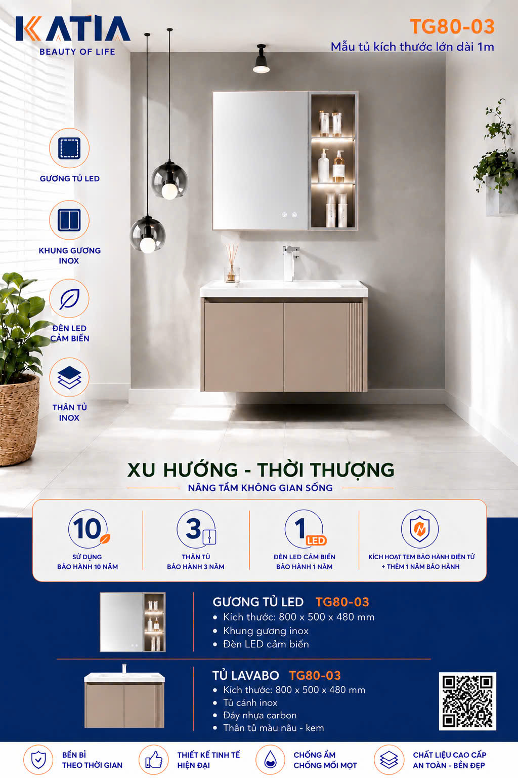Bộ tủ chậu cao cấp TG80-03