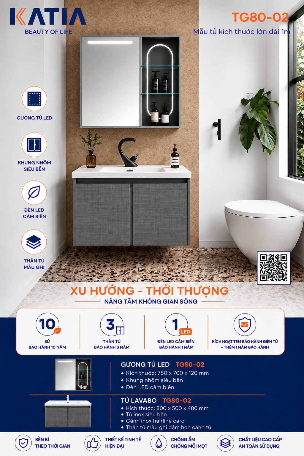 Bộ tủ chậu cao cấp TG80-02