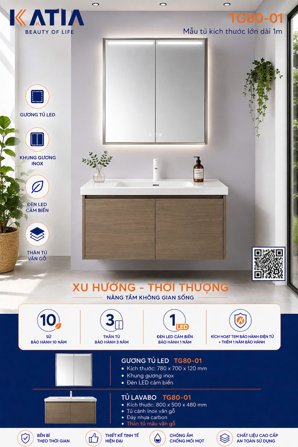 Bộ tủ chậu cao cấp TG80-01