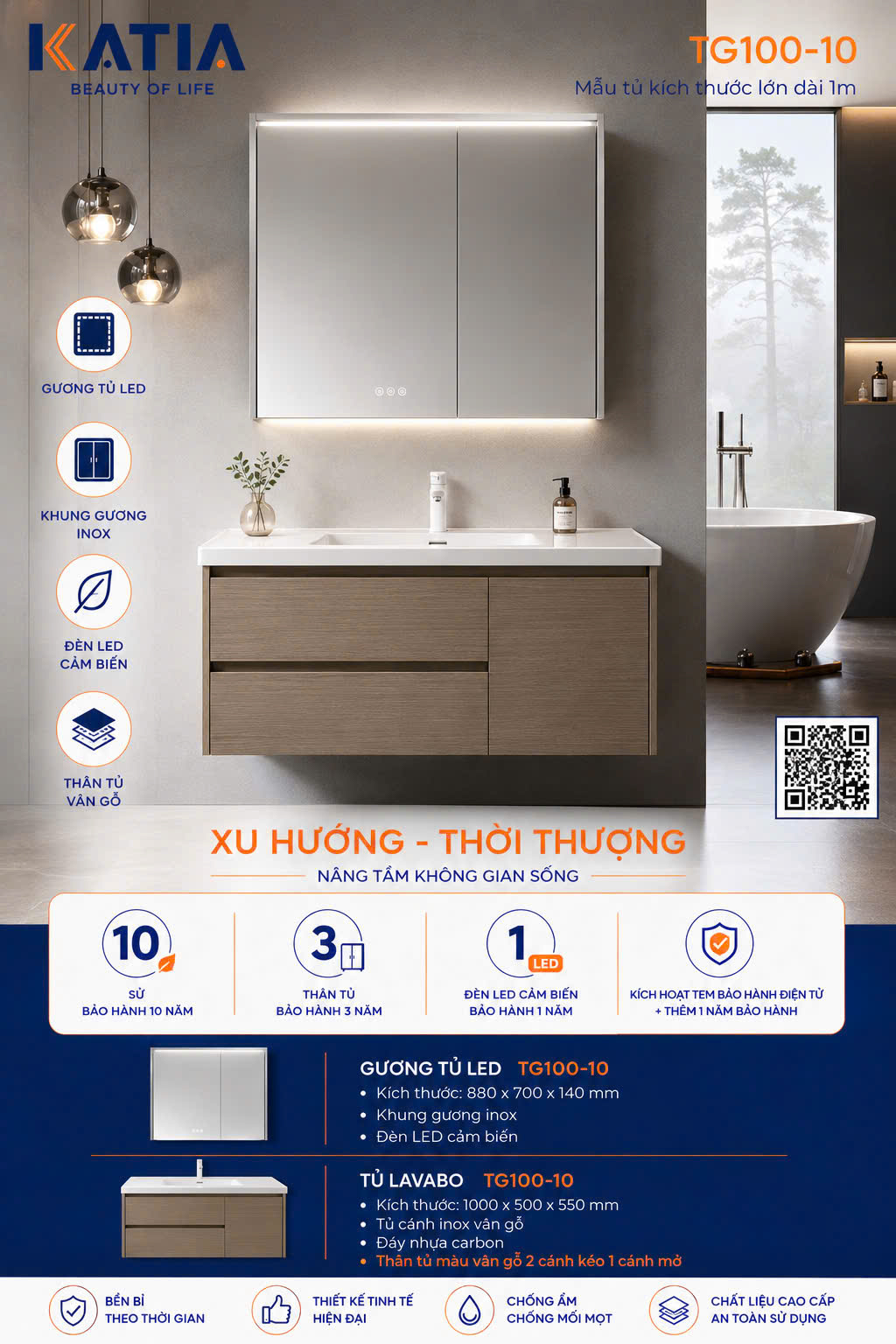 Bộ tủ chậu cao cấp TG100-10