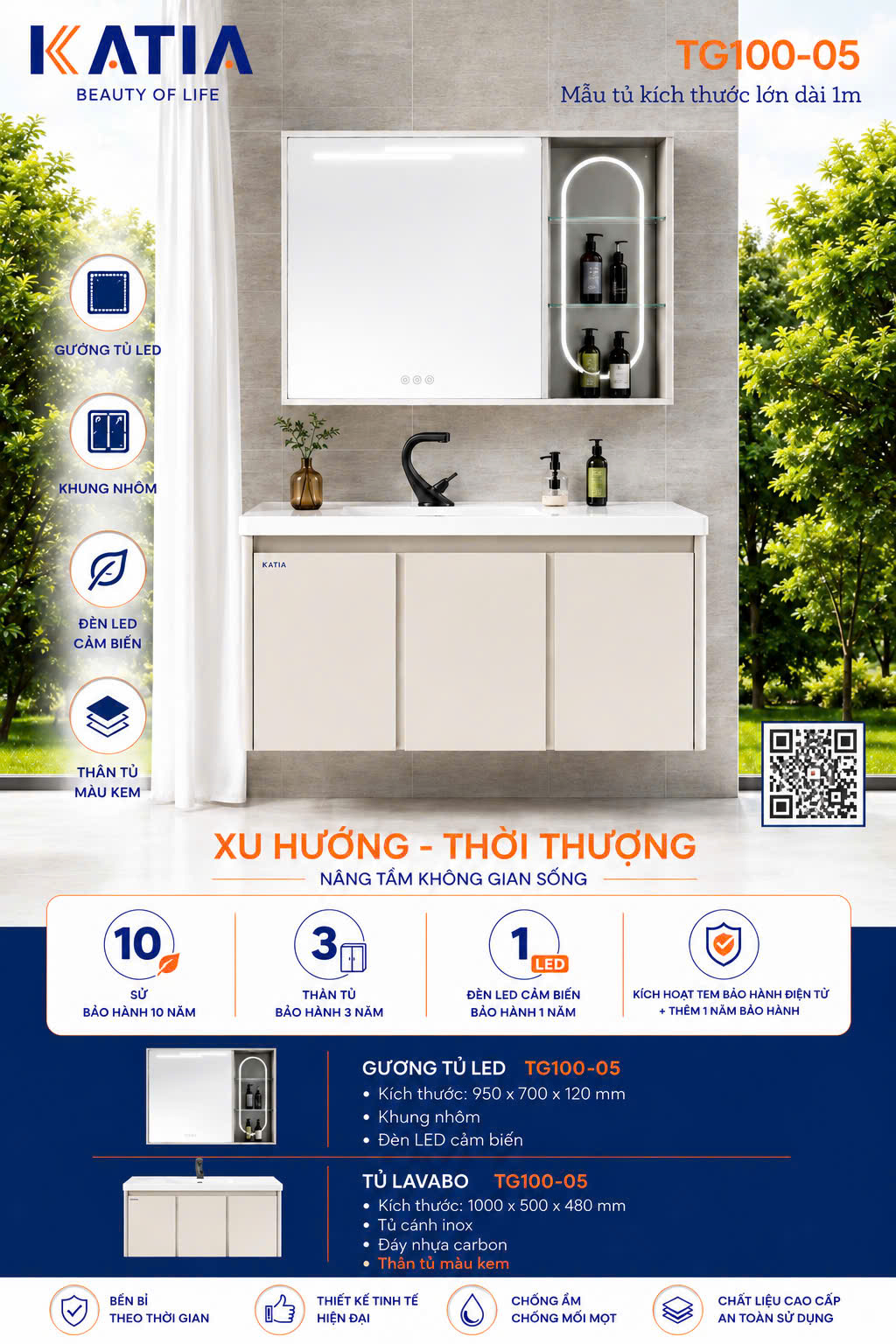 Bộ tủ chậu cao cấp TG100-05