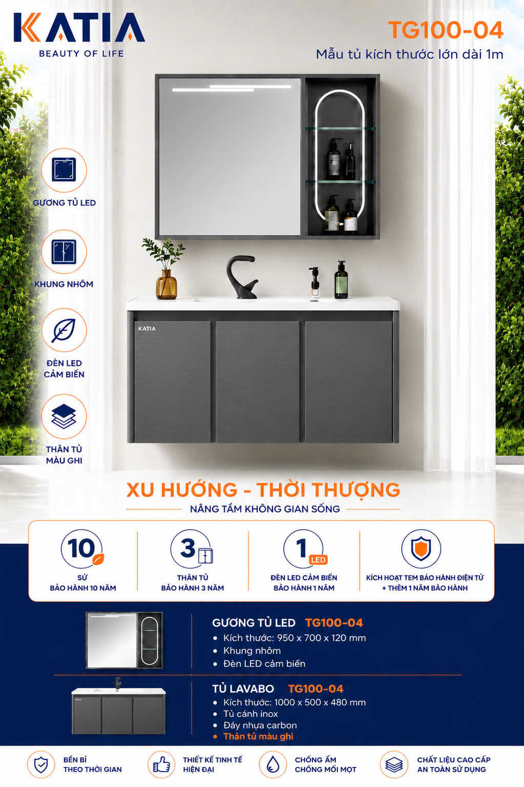 Bộ tủ chậu cao cấp TG100-04