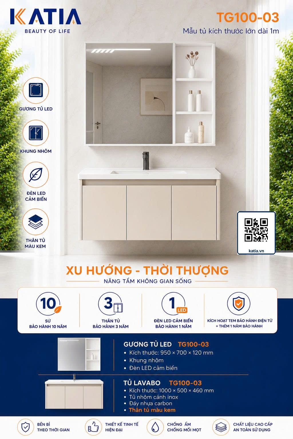 Bộ tủ chậu cao cấp TG100-03