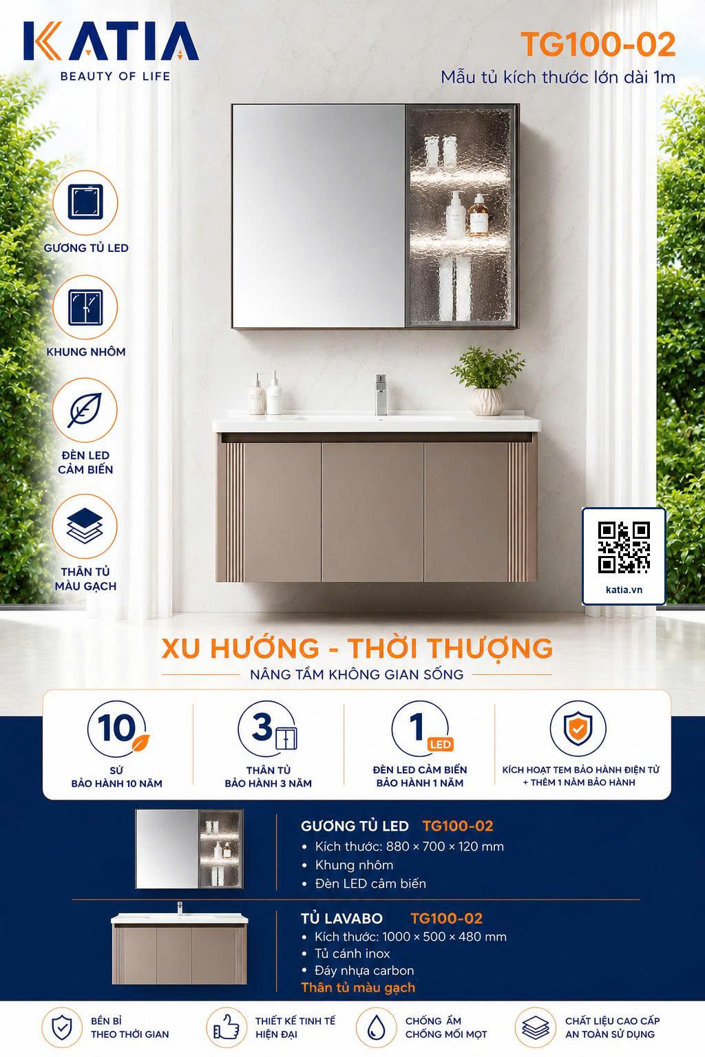 Bộ tủ chậu cao cấp TG100-02