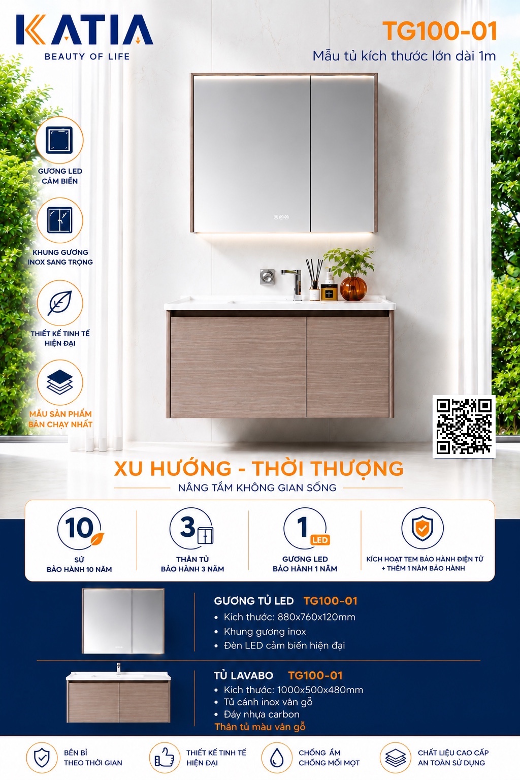 Bộ tủ chậu cao cấp TG100-01