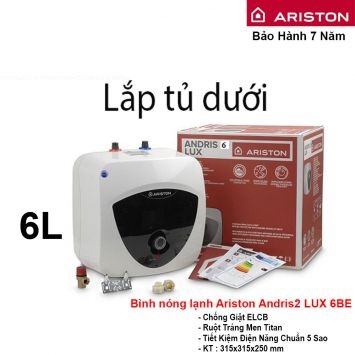 Bình Nóng Lạnh Ariston 6L AN2 LUX 6BE (6L- lắp tủ dưới)