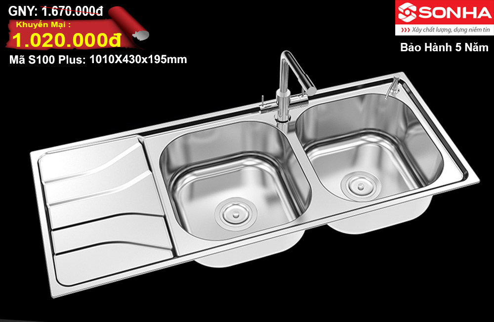 Chậu rửa bát Inox Sơn Hà S100-Plus