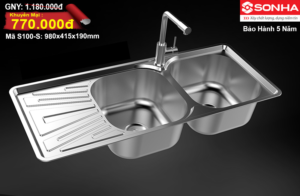 Chậu rửa bát Inox Sơn Hà S100-S