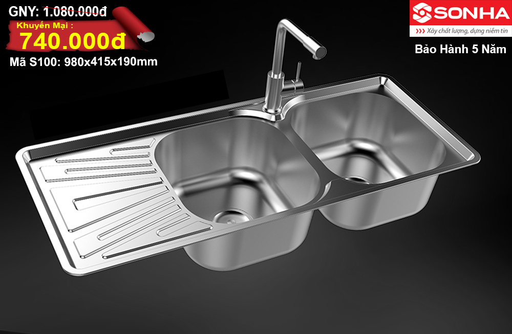 Chậu rửa bát Inox Sơn Hà S100