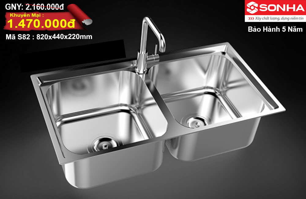 Chậu rửa bát Inox 304 Sơn Hà S82