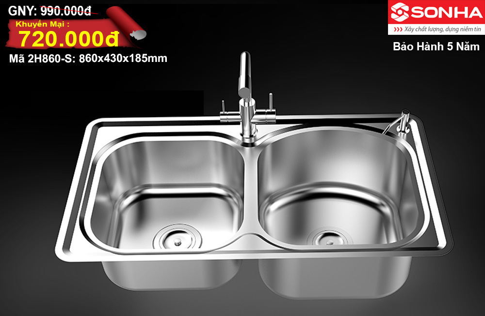 Chậu rửa bát Inox Sơn Hà 2H860-S