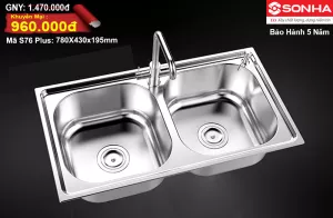 Chậu rửa bát Inox Sơn Hà S76-Plus