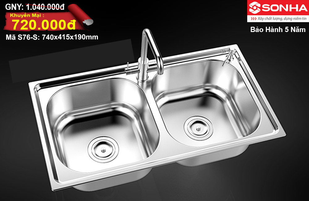 Chậu rửa bát Inox Sơn Hà S76-S