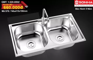 Chậu rửa bát Inox Sơn Hà S76