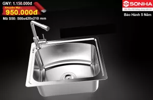 Chậu rửa bát Inox 304 Sơn Hà S50