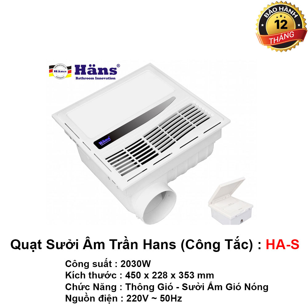 Quạt Sưởi Âm Trần Hans HA-S