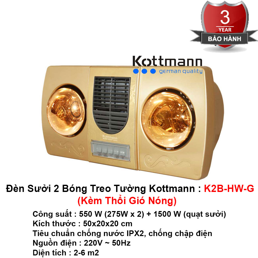 Đèn Sưởi Nhà Tắm Kottmann K2B-HW-G