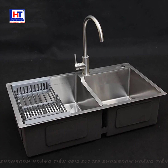 CHẬU RỬA CHÉN BÁT INOX 2 HỘC LỆCH LUX.L.82.45