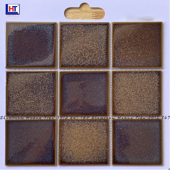 Gạch Mosaic 10x10 Men Rạn Màu Nâu