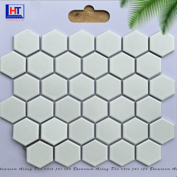 Gạch Mosaic Lục Giác Trắng Mờ HTT02