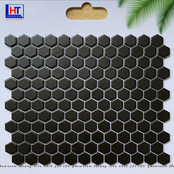 Gạch Mosaic Lục Giác Nhỏ Màu Đen HT9528