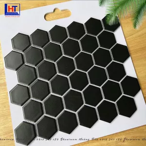 Gạch Mosaic Lục Giác Màu Đen Mờ HTG 900